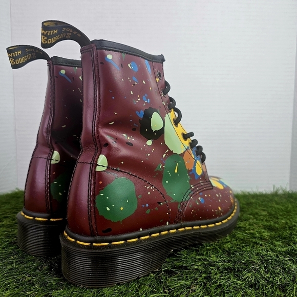 Dr. Martens 1460 Cherry Splatter Smooth Leather Combat Boots - Picture 4 of 10
